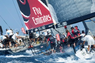 Emirates Team New Zealand rounding the top mark in race five. Regata Camper - Conde de Godó Trophy - Barcelona. 23/7/2010