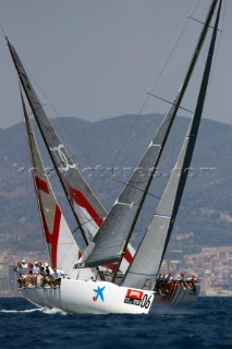 Bribon (ESP) cross Audi All4One (GER_FRA) in Leg one of the final race of the Regata Camper - Conde de Godó Trophy - Barcelona. 25/7/2010