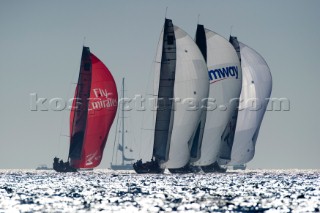 Emirates Team New Zealand sails the final leg to a second placing behind Team Origin (GBR) in race two. Trofeo Caja Mediterraneo region de Murcia, Audi medCup regatta. 25/8/2010