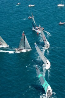 Emirates Team New Zealand lead at the top mark in race six. Trofeo Caja Mediterraneo Region de Murcia, Audi medCup regatta. 28/8/2010