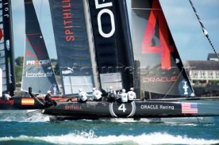 AMERICAS CUP WORLD SERIES, PLYMOUTH, UK, SEPTEMBER 15TH 2011: Oracle Racing Spithill - AC45 - the fleet race of the AC World Series day 5, Plymouth, UK.