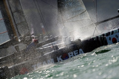 AMERICAS CUP WORLD SERIES PLYMOUTH UK SEPTEMBER 15TH 2011 Team Korea  AC45  the fleet race of the AC