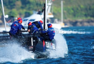 AMERICAS CUP WORLD SERIES, PLYMOUTH, UK, SEPTEMBER 15TH 2011: Team Korea - AC45 - the fleet race of the AC World Series day 5, Plymouth, UK.