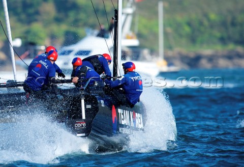 AMERICAS CUP WORLD SERIES PLYMOUTH UK SEPTEMBER 15TH 2011 Team Korea  AC45  the fleet race of the AC