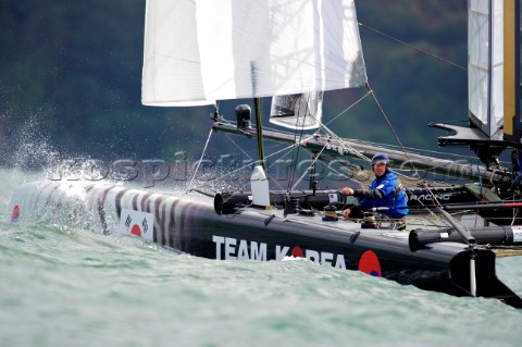 AMERICAS CUP WORLD SERIES PLYMOUTH UK SEPTEMBER 17TH 2011 Team Korea  AC45  the fleet race of the AC