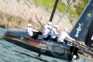 AMERICAS CUP WORLD SERIES, PLYMOUTH, UK, SEPTEMBER 17TH 2011: Artemis Racing - AC45 - the fleet race of the AC World Series day 6, Plymouth, UK.