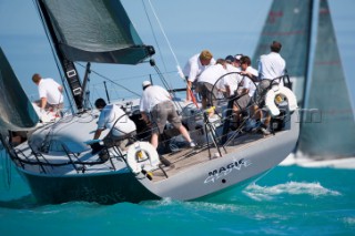 KEY WEST, FLORIDA - January 16th 2007: The Ker 50 Magic Glove from Dublin, Ireland, owned by Colm Barrington during racing on Day 2 of Key West Race Week 2007 on January 16th 2007. Magic Glove is presently 2nd overall in IRC2 only one point behind Class leader Magic Glove. Key West Race Week is the premier racing event in the winter season. (Photo by Sharon Green/Kos Picture Source via Getty Images)