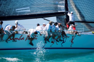 KEY WEST, FLORIDA - January 16th 2007: The yacht Samba Pa Ti ownwed by American John Kilroy from San Francisco, California, during racing on Day 2 of Key West Race Week 2007 on January 16th 2007. Samba Pa Ti is presently lying 3rd overall in class.  Key West Race Week is the premier racing event in the winter season. (Photo by Sharon Green/Kos Picture Source via Getty Images)