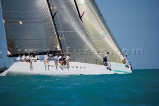 KEY WEST, FLORIDA - January 16th 2007: The TP52 Windquest from Holland owned by Doug DeVos tacks off the startline during racing on Day 2 of Key West Race Week 2007 on January 16th 2007. Windquest presently leads IRC2 division overall. Key West Race Week is the premier racing event in the winter season. (Photo by Sharon Green/Kos Picture Source via Getty Images)