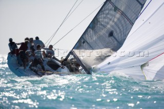 KEY WEST, FLORIDA - January 16th 2007: A Melges 32 broaches under spinnaker during a gust of wind during racing on Day 2 of Key West Race Week 2007 on January 16th 2007. Key West Race Week is the premier racing event in the winter season. (Photo by Sharon Green/Kos Picture Source via Getty Images)