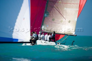 KEY WEST, FLORIDA - January 16th 2007: The Melges 32 Evil Woman owned by George Gamble of Pensacola, FL, during racing on Day 2 of Key West Race Week 2007 on January 16th 2007. Key West Race Week is the premier racing event in the winter season. (Photo by Sharon Green/Kos Picture Source via Getty Images)