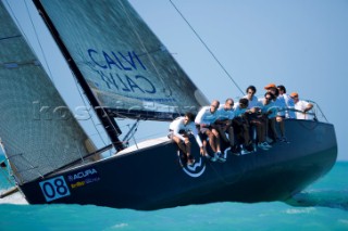 KEY WEST, FLORIDA - January 16th 2007: The Farr 40 CALVI owned by Carlo Alberini during racing on Day 2 of Key West Race Week 2007 on January 16th 2007. Key West Race Week is the premier racing event in the winter season. (Photo by Sharon Green/Kos Picture Source via Getty Images)