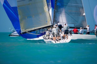 KEY WEST, FLORIDA - January 16th 2007: Two Melges 32 yachts under spinnaker approach the leeward mark during racing on Day 2 of Key West Race Week 2007 on January 16th 2007. Key West Race Week is the premier racing event in the winter season. (Photo by Sharon Green/Kos Picture Source via Getty Images)