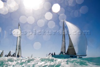 KEY WEST, FLORIDA - January 16th 2007: The Melges 32 Badfish, owned by Tom and Steve Ripley from Annapolis, USA, sets her asymmetric spinnaker during racing on Day 2 of Key West Race Week 2007 on January 16th 2007. Key West Race Week is the premier racing event in the winter season. (Photo by Sharon Green/Kos Picture Source via Getty Images)