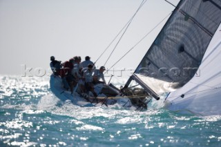 KEY WEST, FLORIDA - January 16th 2007: Melges 32 broaches during racing on Day 2 of Key West Race Week 2007 on January 16th 2007. Key West Race Week is the premier racing event in the winter season. (Photo by Sharon Green/Kos Picture Source)