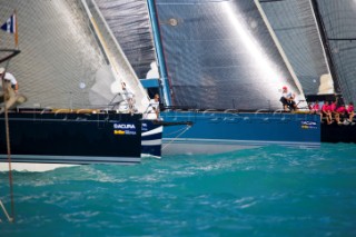 KEY WEST, FLORIDA - January 16th 2007: IRC1 startline during racing on Day 2 of Key West Race Week 2007 on January 16th 2007. Key West Race Week is the premier racing event in the winter season. (Photo by Sharon Green/Kos Picture Source)