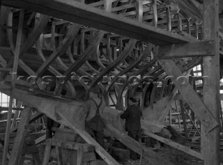 Boatbuilding shed at The Dorset Yacht Company (UK) in 1939