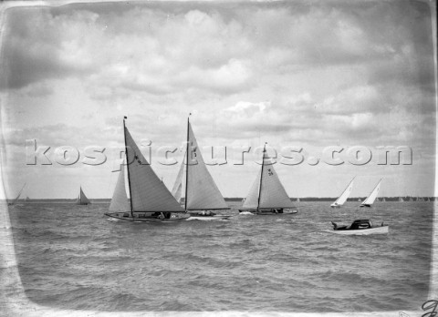 W Class yachts racing off Cowes in the Solent in the 1930s