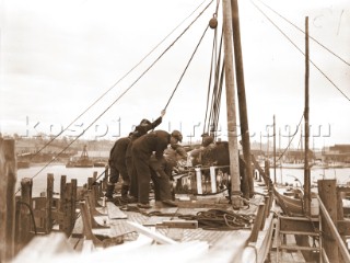 Fitting out at camper and nicholson yard in Southampton in 1939.