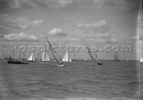 W Class yachts racing off Cowes in the Solent in the 1930s