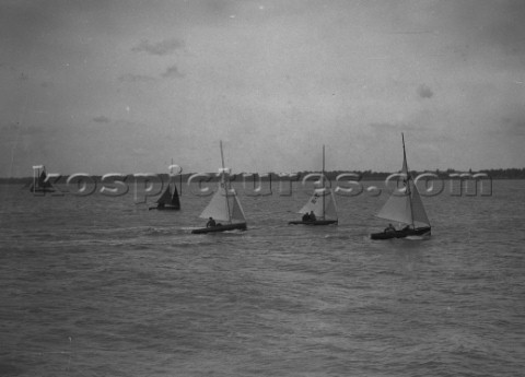 Int 14 dinghy racing off Cowes in the Solent  sail numbers 111 and 177 visible