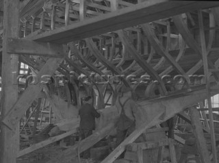 Boatbuilding at Mays Yard in Lymington (now known as Berthon Yacht Services) in 1939