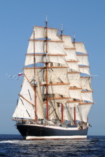 four masted sail training barque Sedov at The start of the falmouth to portugal tall ship race