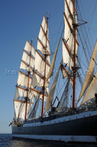 four masted sail training barque Sedov at The start of the falmouth to portugal tall ship race