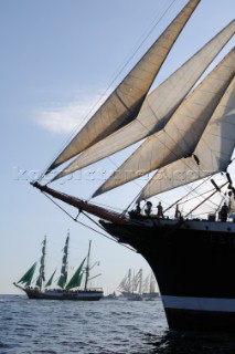 four masted sail training barque Sedov at The start of the falmouth to portugal tall ship race