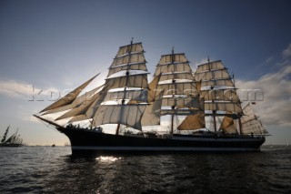 four masted sail training barque Sedov at The start of the falmouth to portugal tall ship race