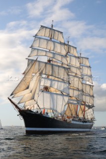 four masted sail training barque Sedov at The start of the falmouth to portugal tall ship race