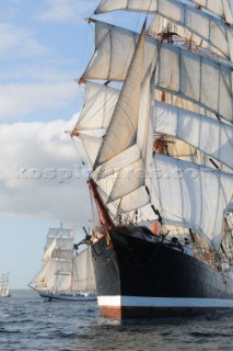 four masted sail training barque Sedov at The start of the falmouth to portugal tall ship race