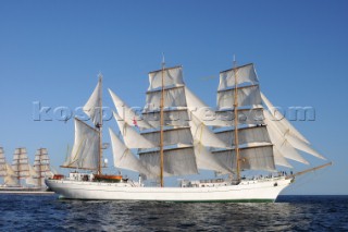 CuauhtŽmoc and the Sedov at The start of the falmouth to portugal tall ship race