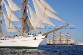 CuauhtŽmoc and the Sedov at The start of the falmouth to portugal tall ship race