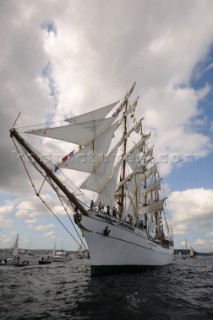 CuauhtŽmoc and the MIR at The start of the falmouth to portugal tall ship race