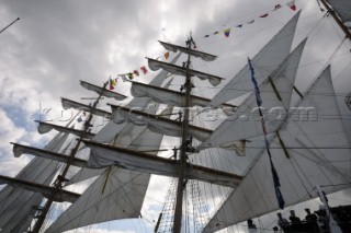 CuauhtŽmoc and the MIR at The start of the falmouth to portugal tall ship race