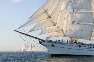 CuauhtŽmoc and the MIR at The start of the falmouth to portugal tall ship race