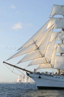 CuauhtŽmoc and the MIR at The start of the falmouth to portugal tall ship race