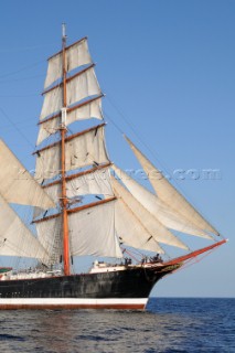 four masted sail training barque Sedov at The start of the falmouth to portugal tall ship race