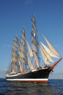 four masted sail training barque Sedov at The start of the falmouth to portugal tall ship race