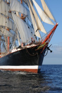 four masted sail training barque Sedov at The start of the falmouth to portugal tall ship race