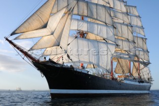 four masted sail training barque Sedov at The start of the falmouth to portugal tall ship race