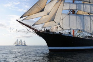 four masted sail training barque Sedov at The start of the falmouth to portugal tall ship race