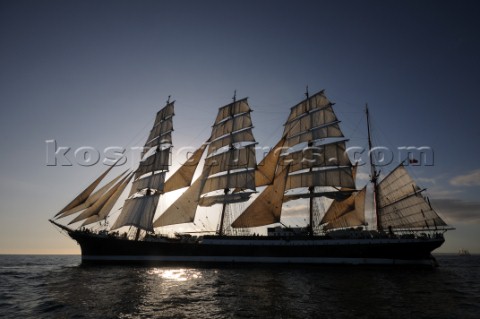 four masted sail training barque Sedov at The start of the falmouth to portugal tall ship race