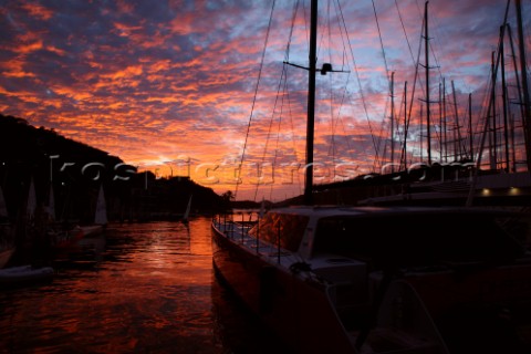 RORC Caribbean 600 2011     Sunset over Antigua Yacht Club Marina