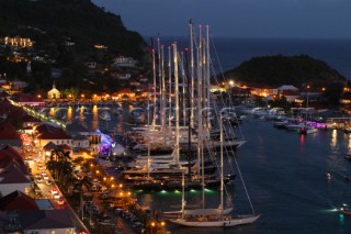 Gustavia harbour at night during the 2015 St Barths Bucket Regatta