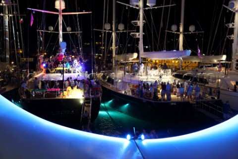 Gustavia harbour at night during the 2015 St Barths Bucket Regatta