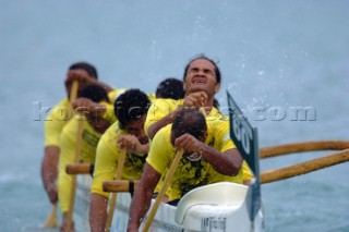 Canoe with outrigger racing, Hamilton Island, Australia.