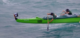 Canoe with outrigger racing, Hamilton Island, Australia.