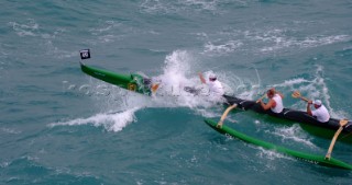 Canoe with outrigger racing, Hamilton Island, Australia.